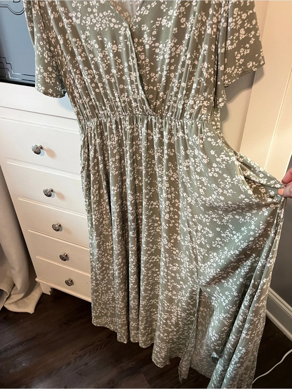 BloomChic Olive Green Floral Maxi Dress - Picture 3 of 8